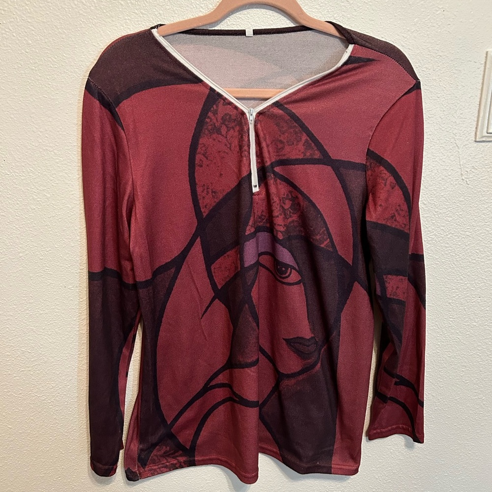 Red Top With Face and Zipper